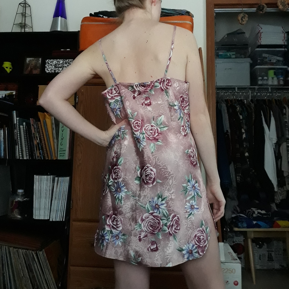 80s California Miss Floral Slip Dress Lingerie - Picture 5 of 8